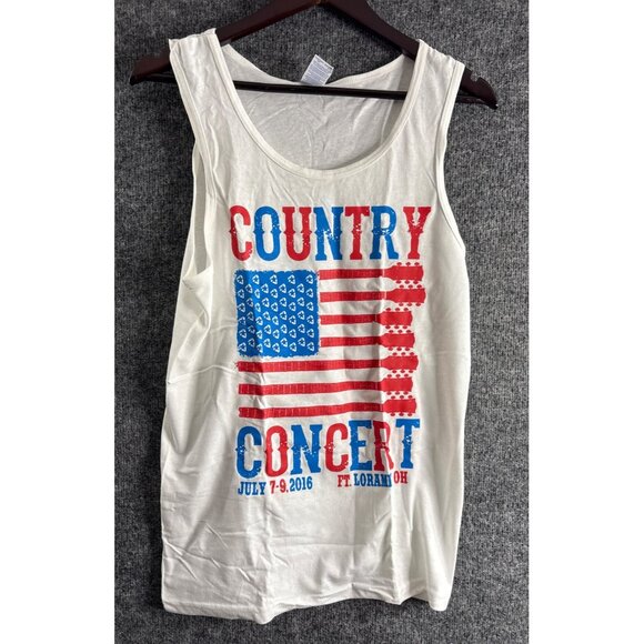 Gildan Other - Country Concert Tank Top 2016 White Red Blue Ft. Loramie Ohio Size S